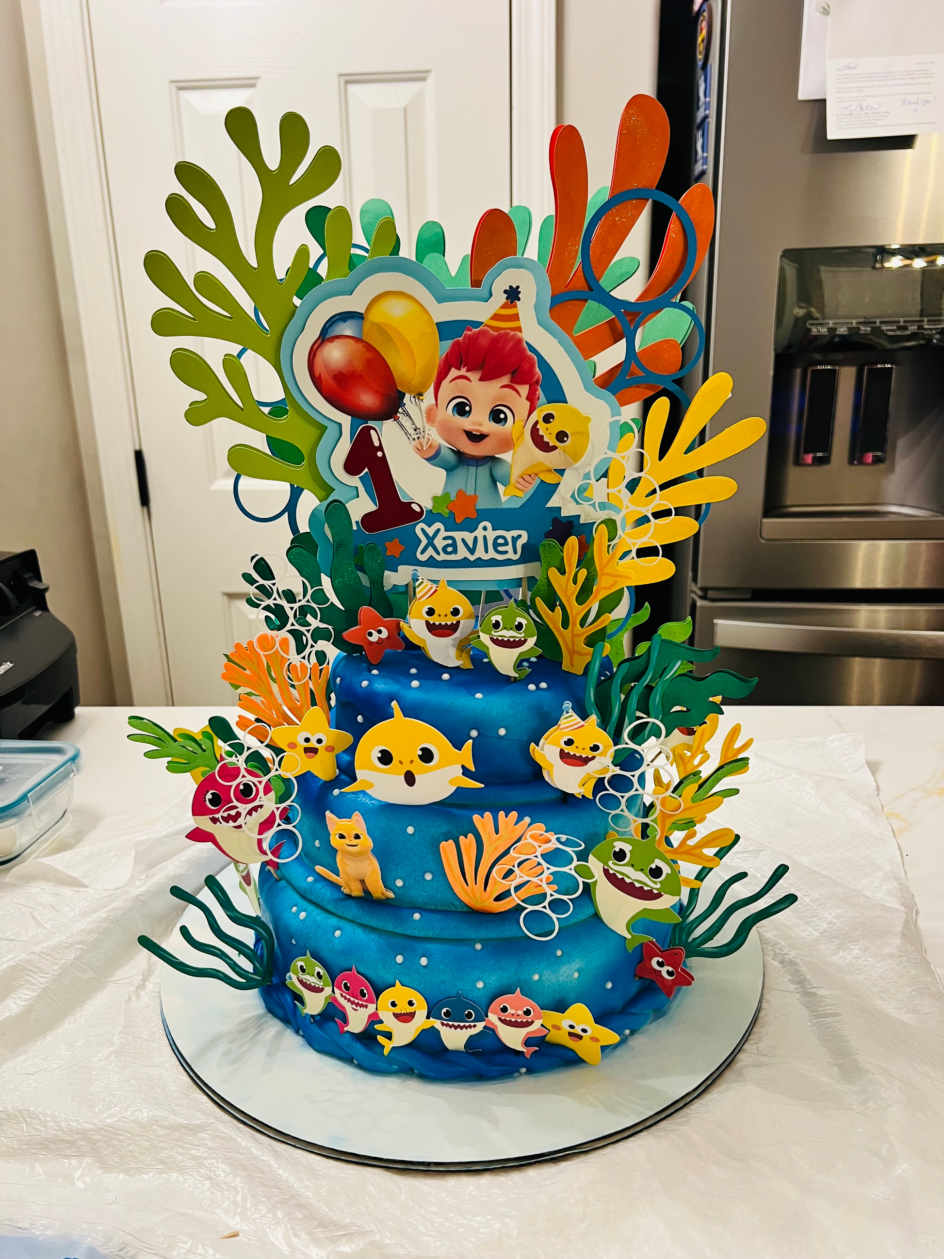 Bebefinn and baby shark theme inspired cake topper kit