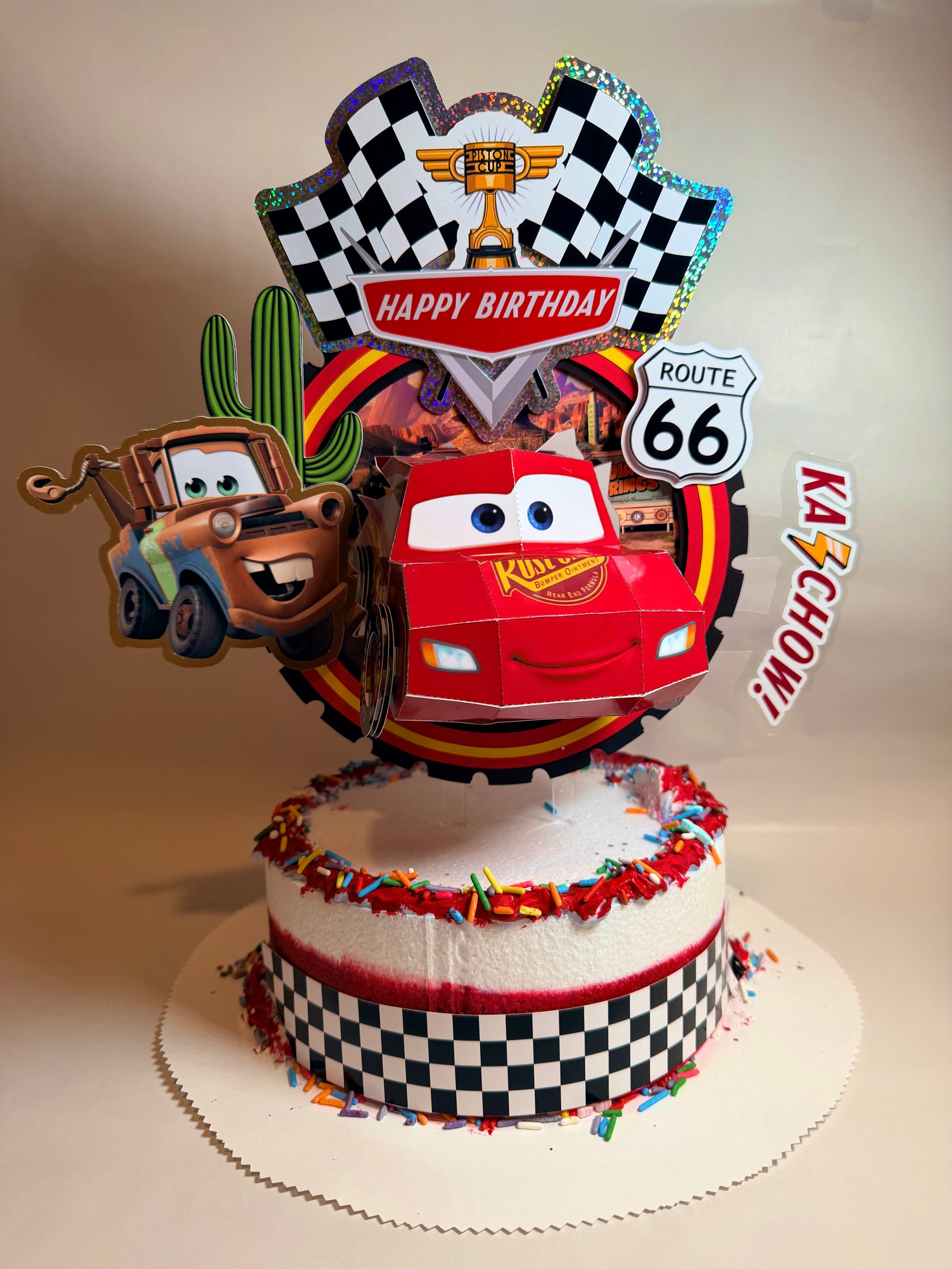 3D Cars Cake Topper with Removable Lightning McQueen