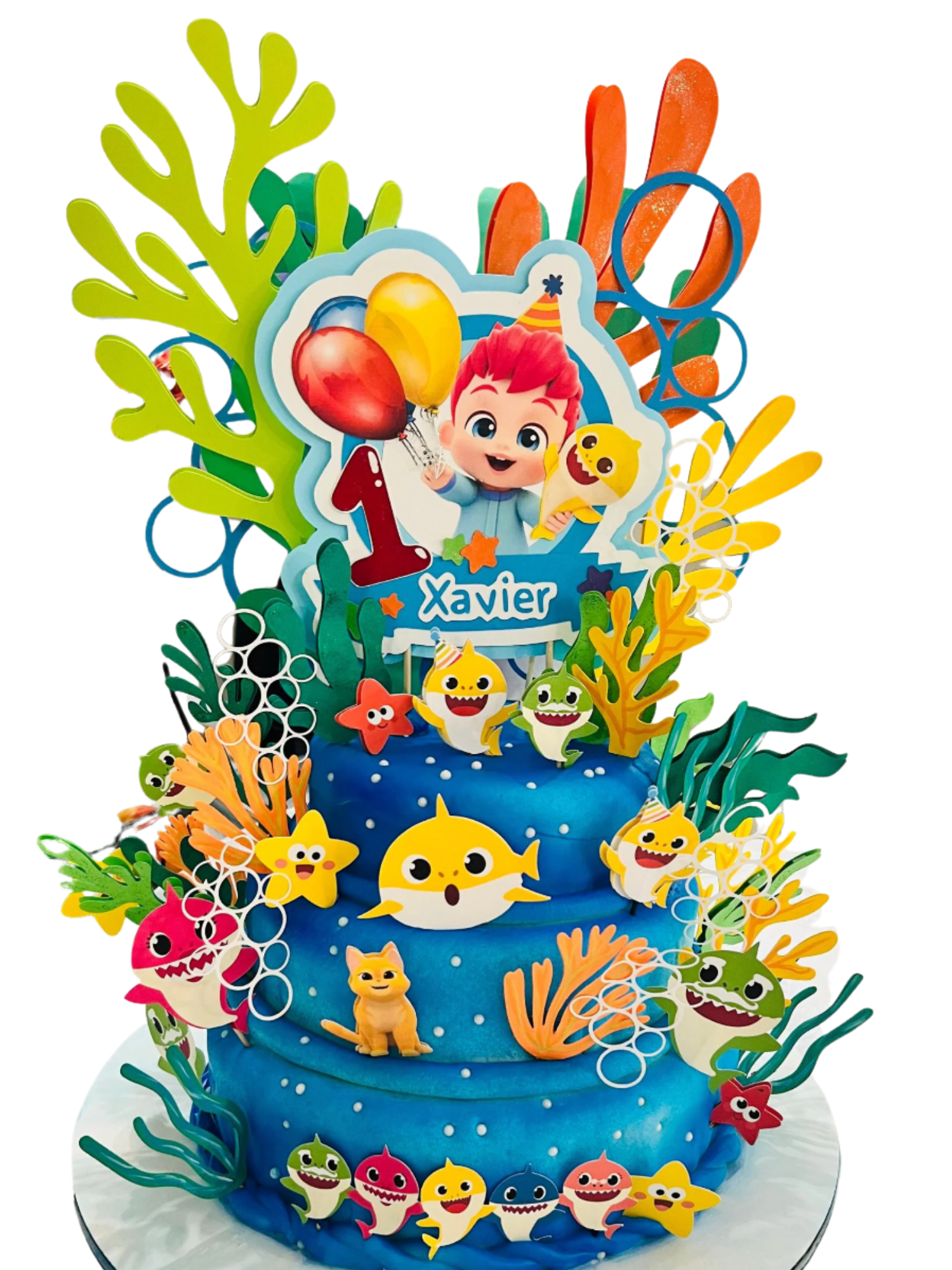 Bebefinn and baby shark theme inspired cake topper kit