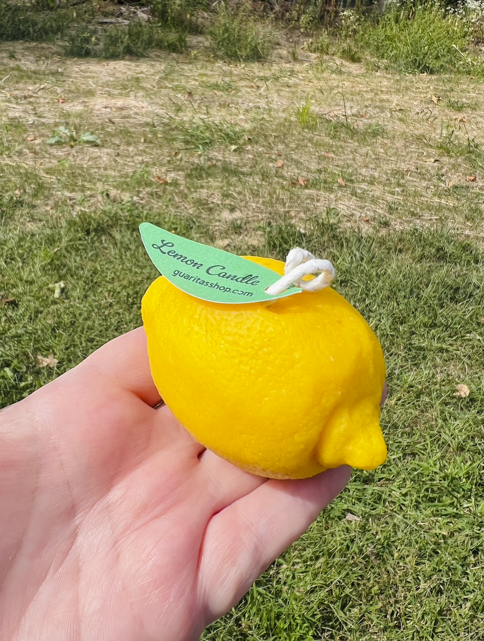 Lime and lemon shaped scented candle