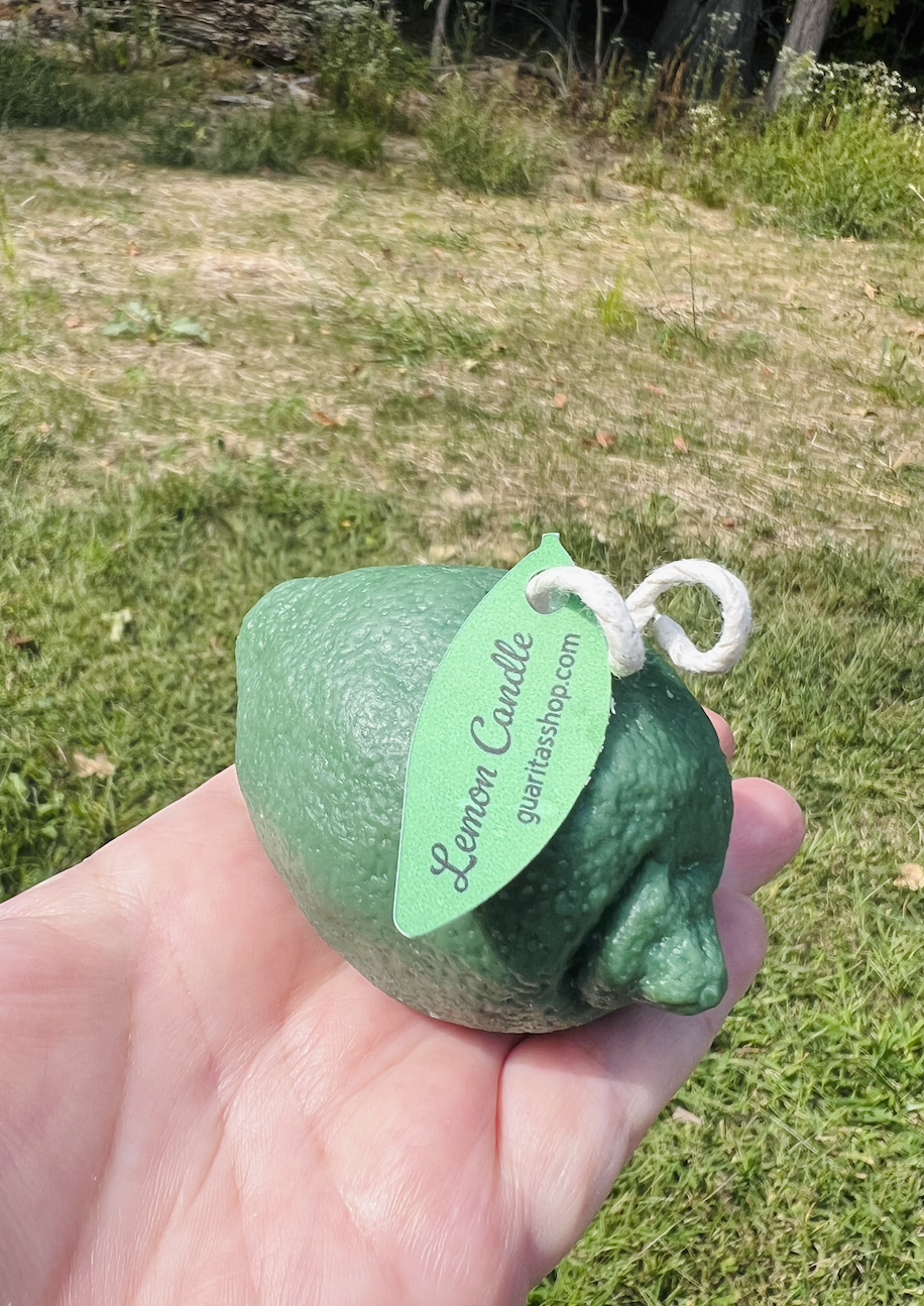 Lime and lemon shaped scented candle