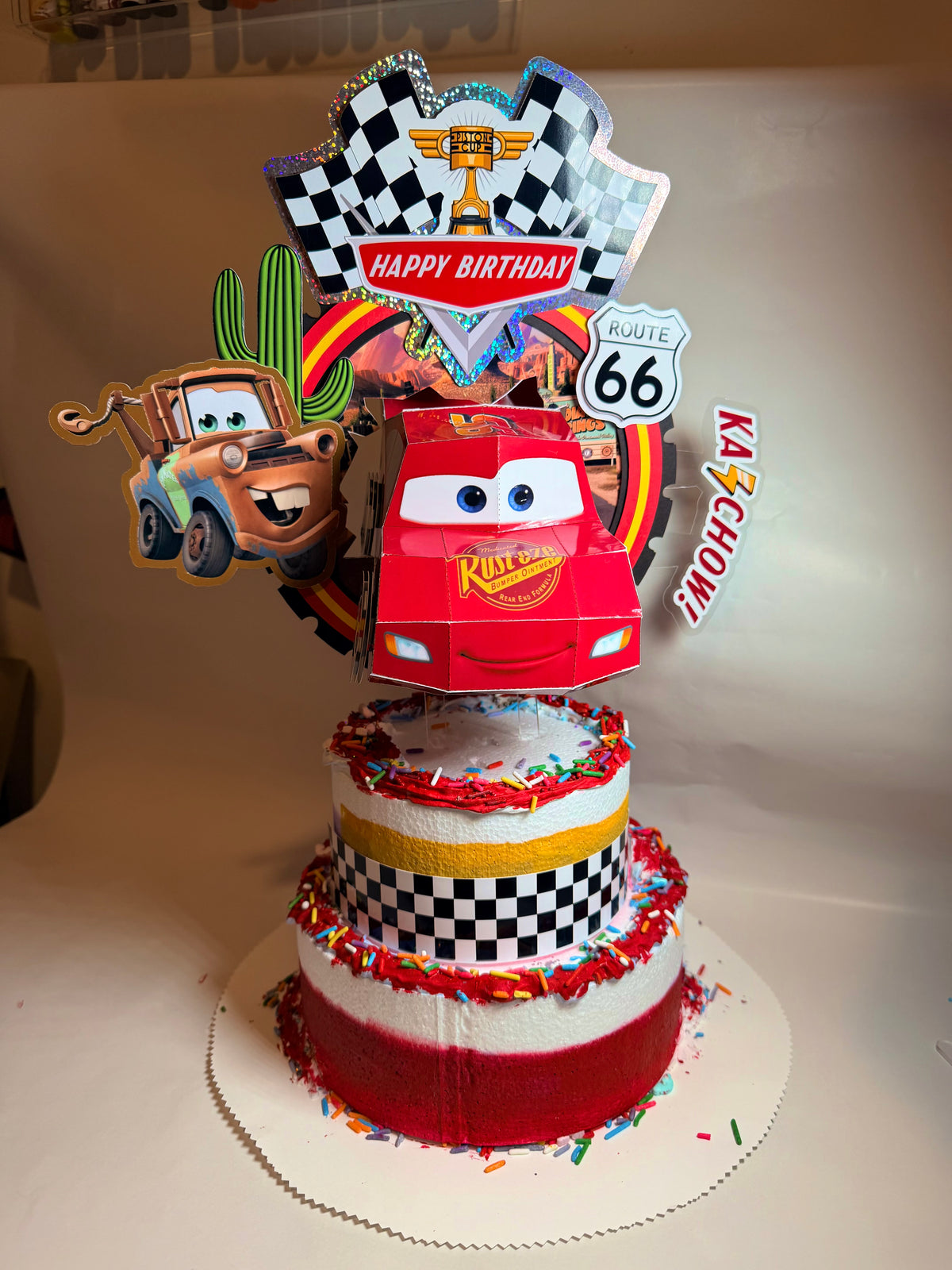 3D Cars Cake Topper with Removable Lightning McQueen