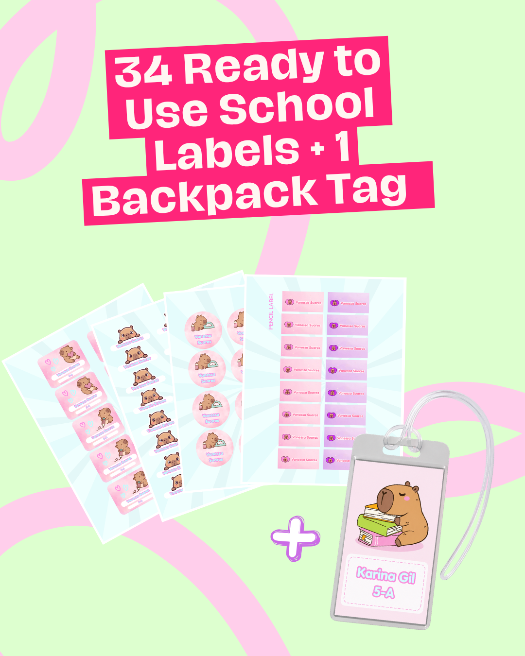 Capybara School Labels