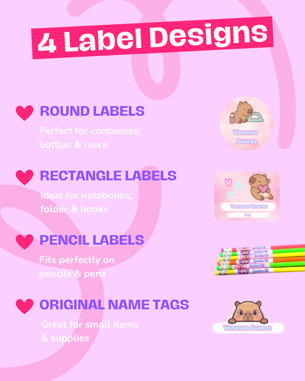 Capybara School Labels