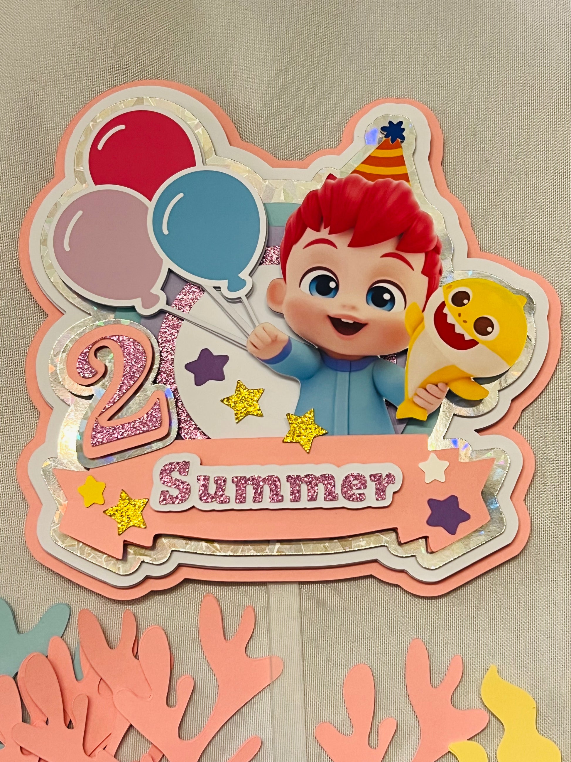 Bebefinn and baby shark theme inspired cake topper kit