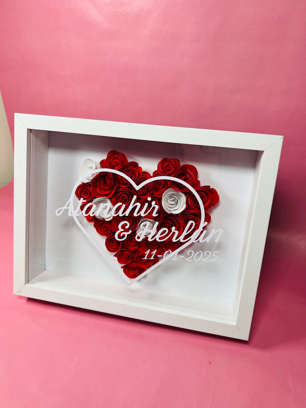 3D Paper Flower Heart Shadow Box