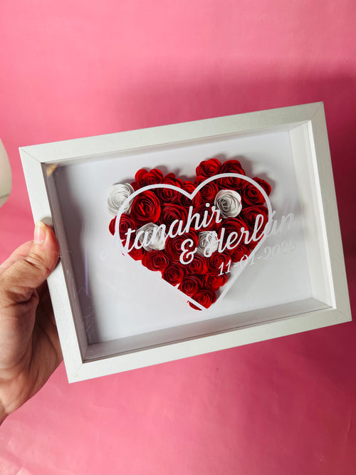3D Paper Flower Heart Shadow Box