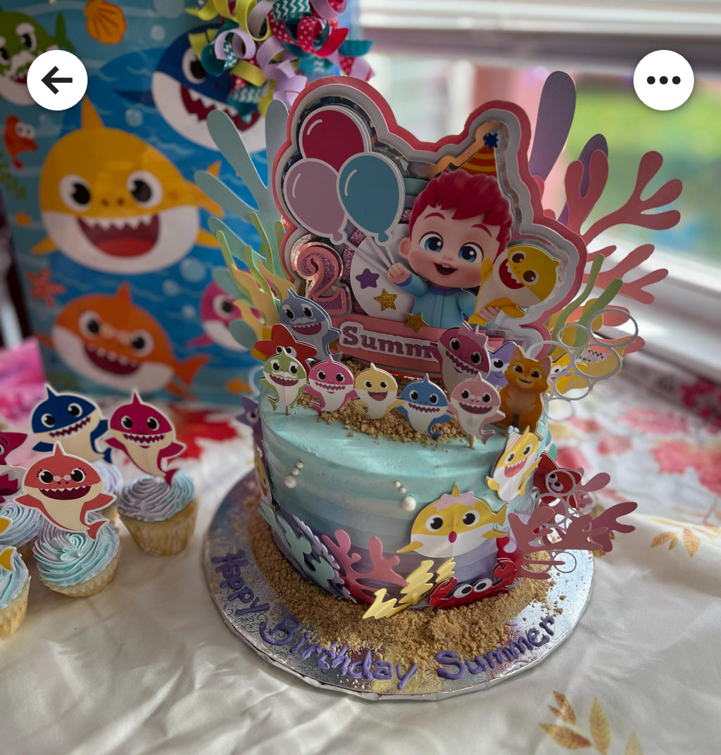 Bebefinn and baby shark theme inspired cake topper kit