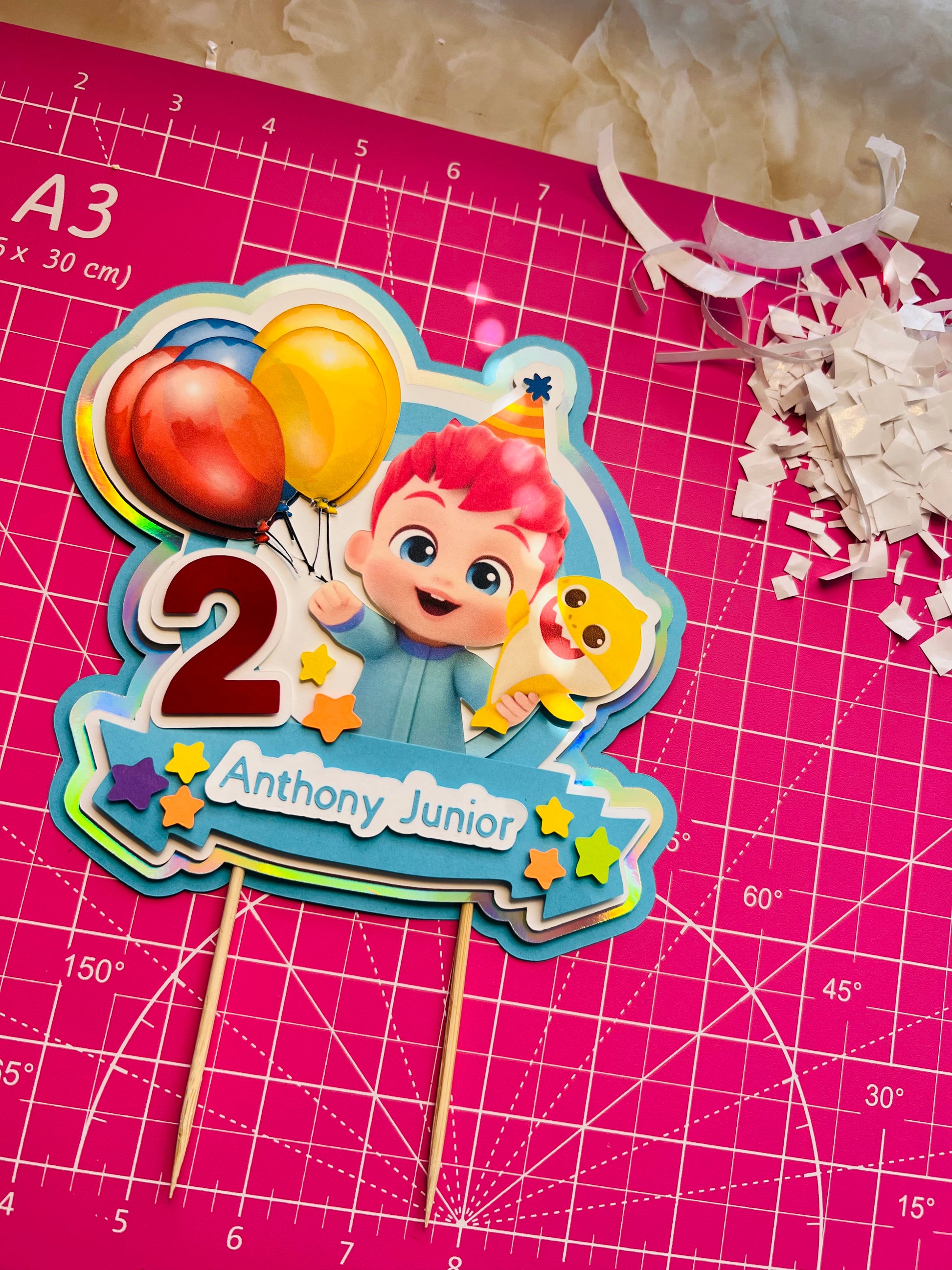 Bebefinn and baby shark theme inspired cake topper kit