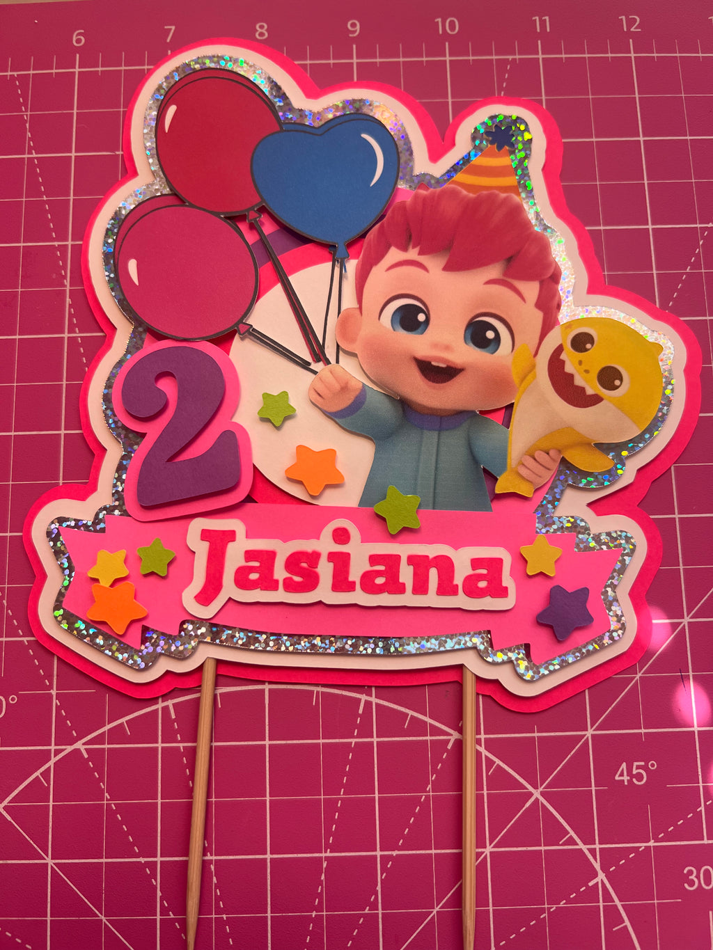 Bebefinn and baby shark theme inspired cake topper kit