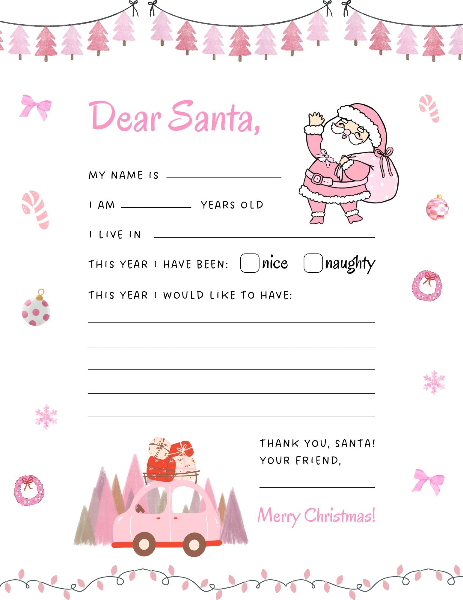 Letter To Santa Printable
